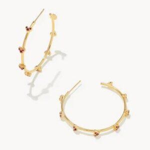 Kendra Scott Gold Haven Heart Hoop Earrings Pink Crystal